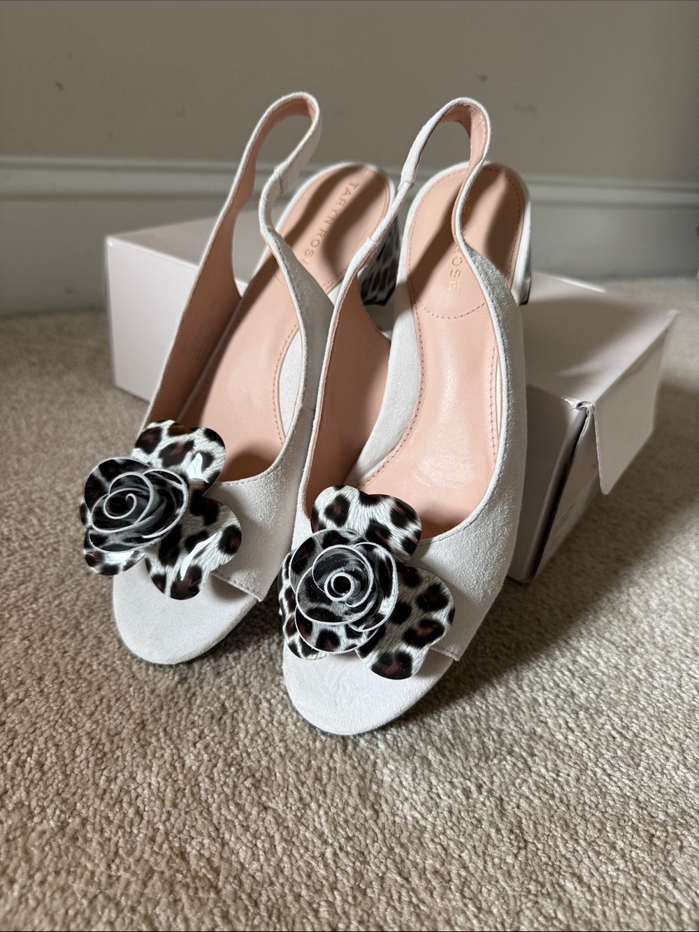 Taryn Rose Slingback Heeled Sandals with Rose - Neva Leopard size 8